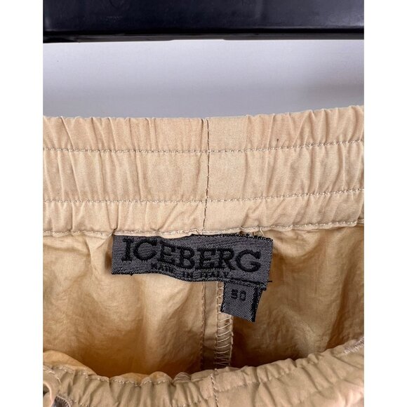 Vintage Iceberg Mens Parachute Pants Made in Italy 100% Cotton Size 50 Khaki - Picture 5 of 8